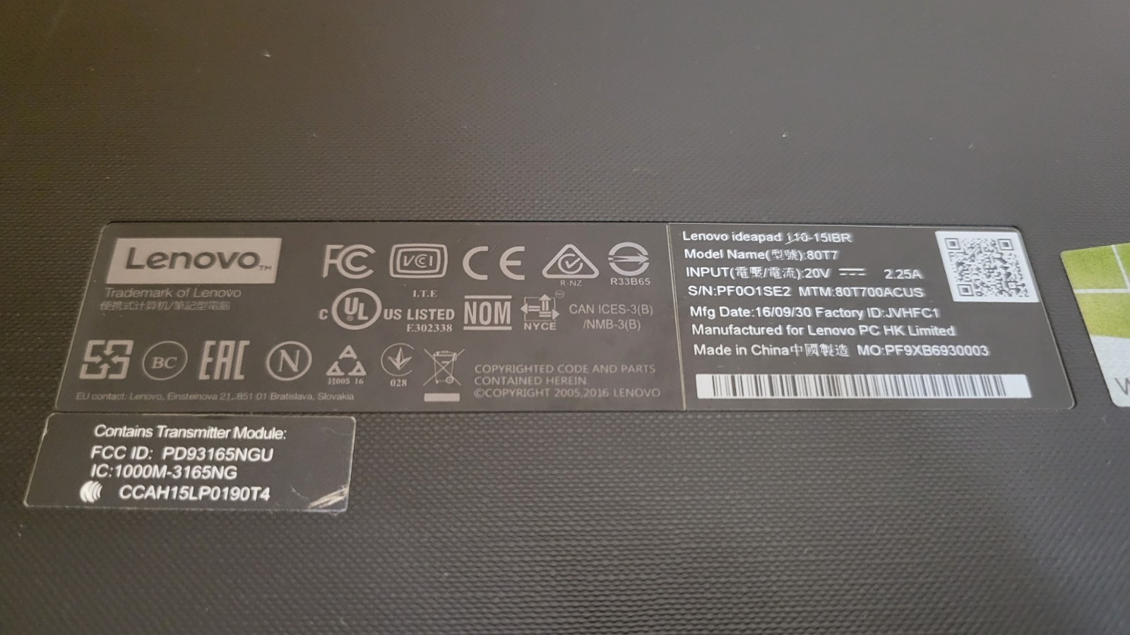 Lenovo IdeaPad 110-15IBR | N3710 1.6 Ghz | 4GB Ram | 320GB HDD | Win 11