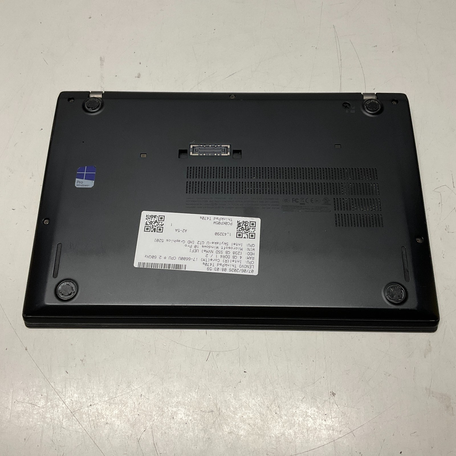 Lenovo Thinkpad T470s Laptop Intel i7-7600U @ 2.80 GHz 4GB 256GB SSD Win 10 Pro