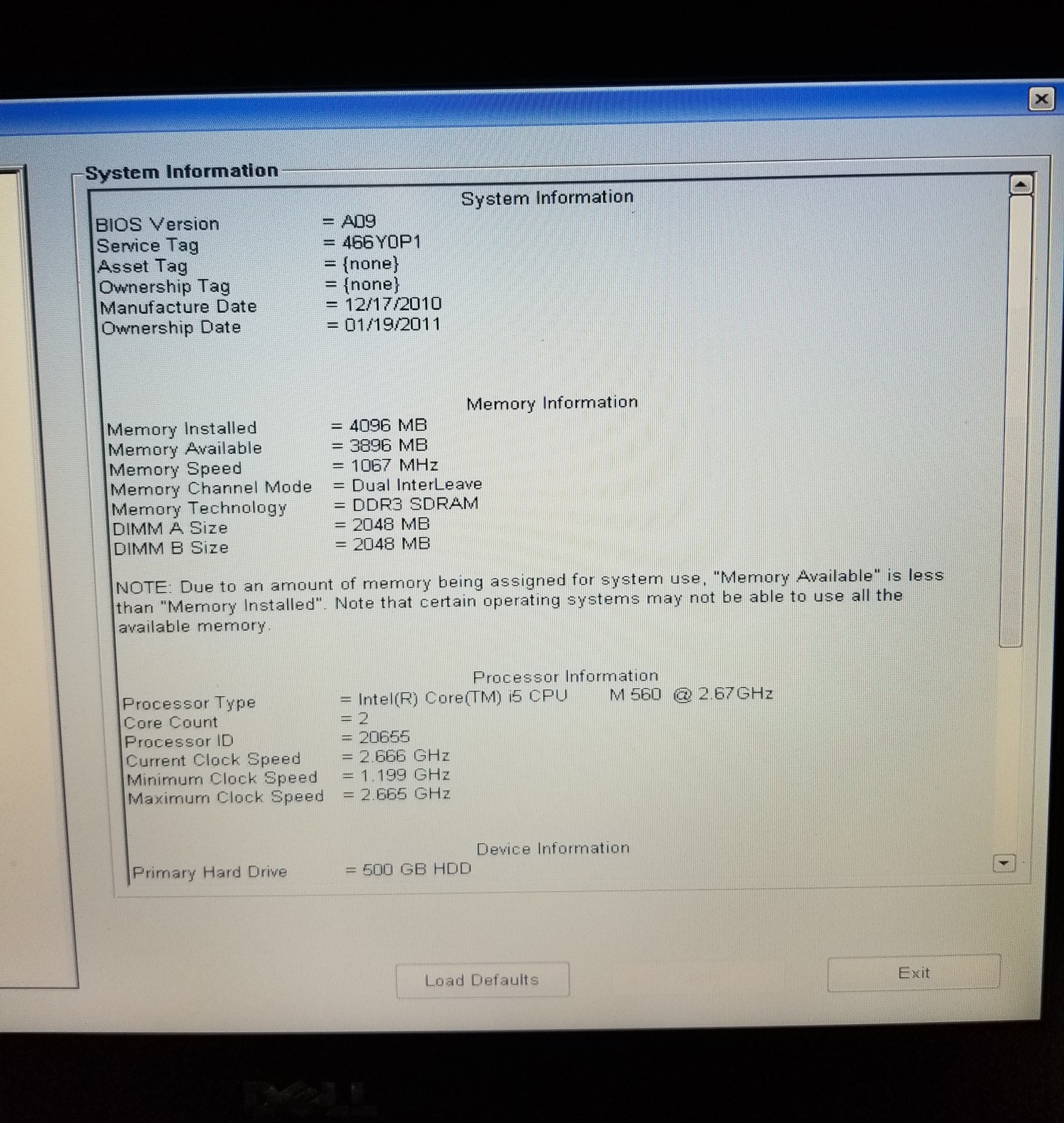 Dell Latitude E6410 Intel Core i5-M560 @ 2.67GHz 4GB 500GB HDD Intel GMA WIN 10