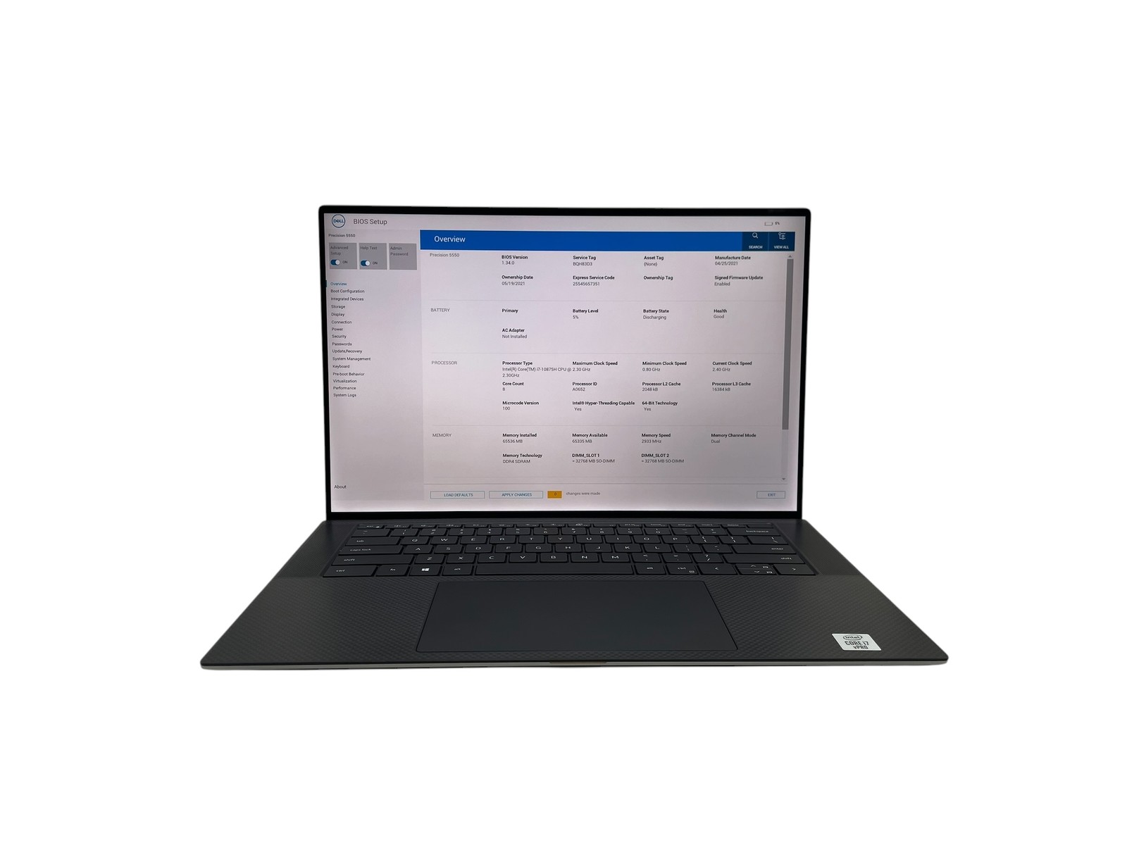 Dell Precision 5560 15″ – i7 2.3GHz – 64GB RAM – 512GB SSD – Grade D