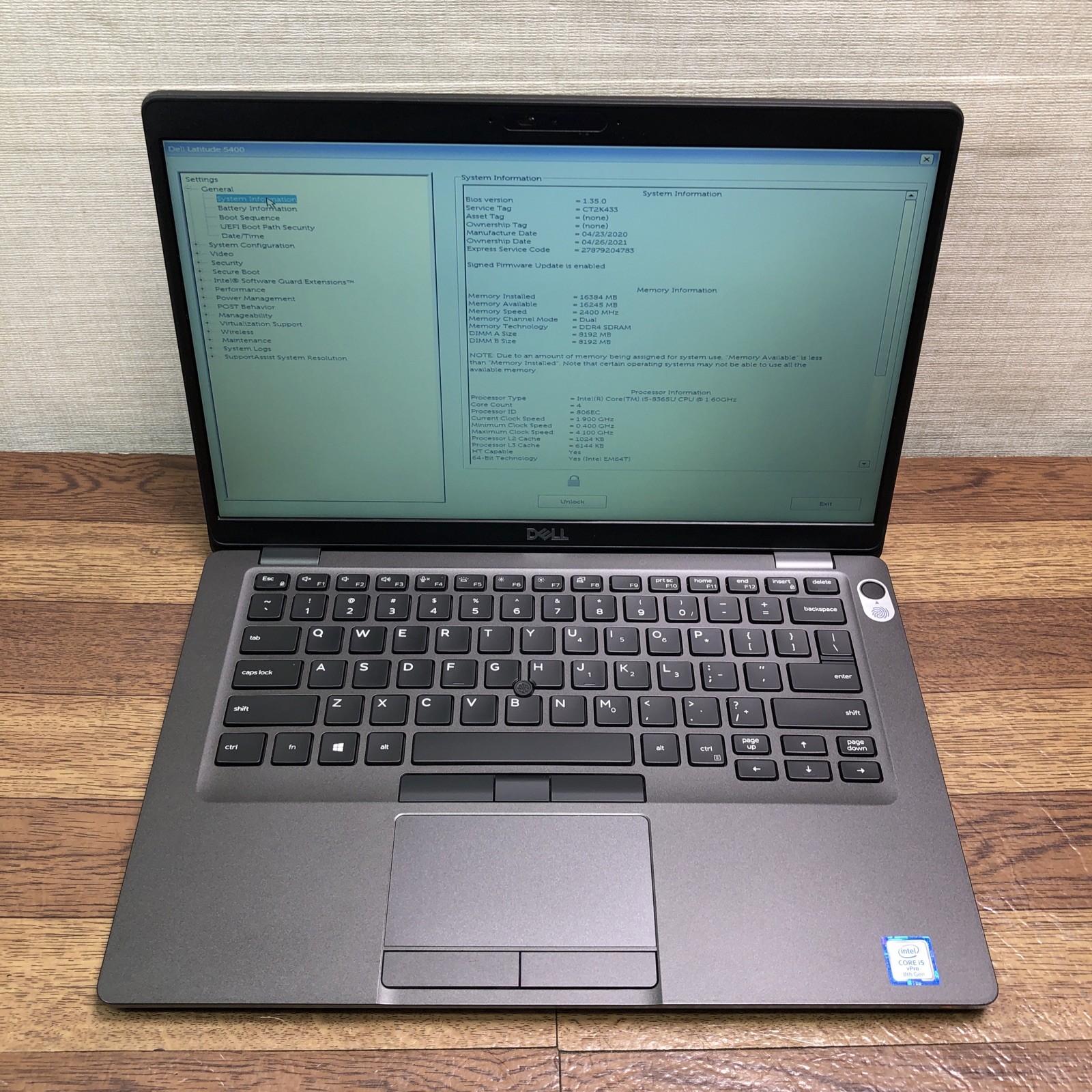 Dell Latitude 5400 14” Core i5-8365U 1.60GHz 256GB SSD 16GB RAM DDR4