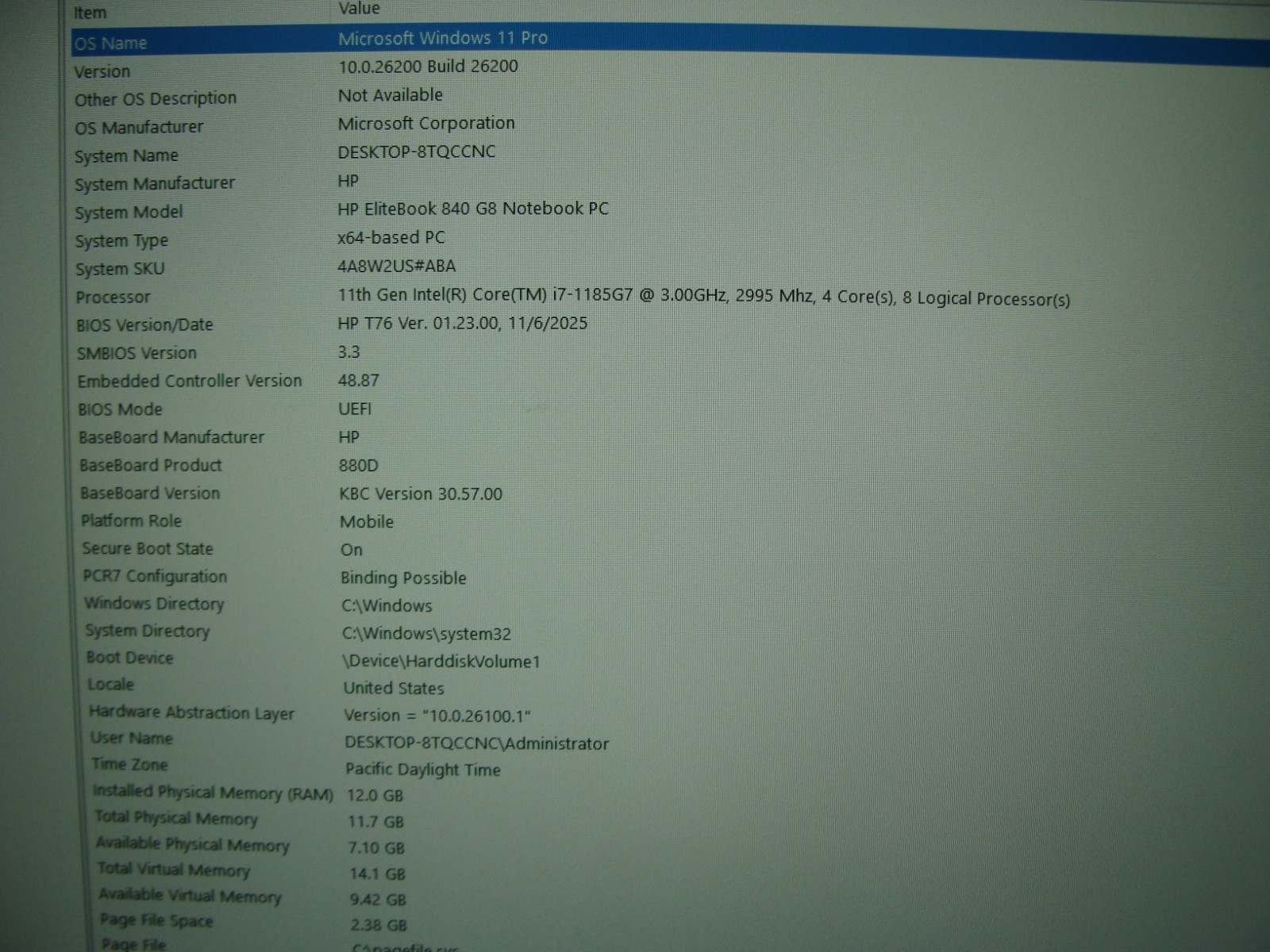 HP EliteBook 840 G8 14″ FHD vPRO i7-1185G7 3GHz 12GB 256GB SSD Windows 11 Pro