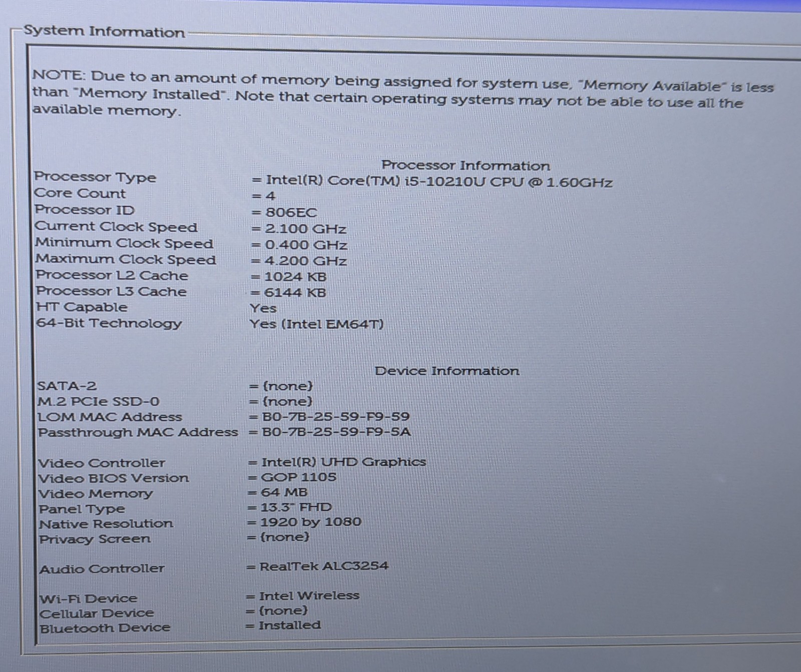 Incomplete Dell Latitude 5310 13.3″ Laptop Intel Core i5-10210U 1.60GHz 8GB RAM