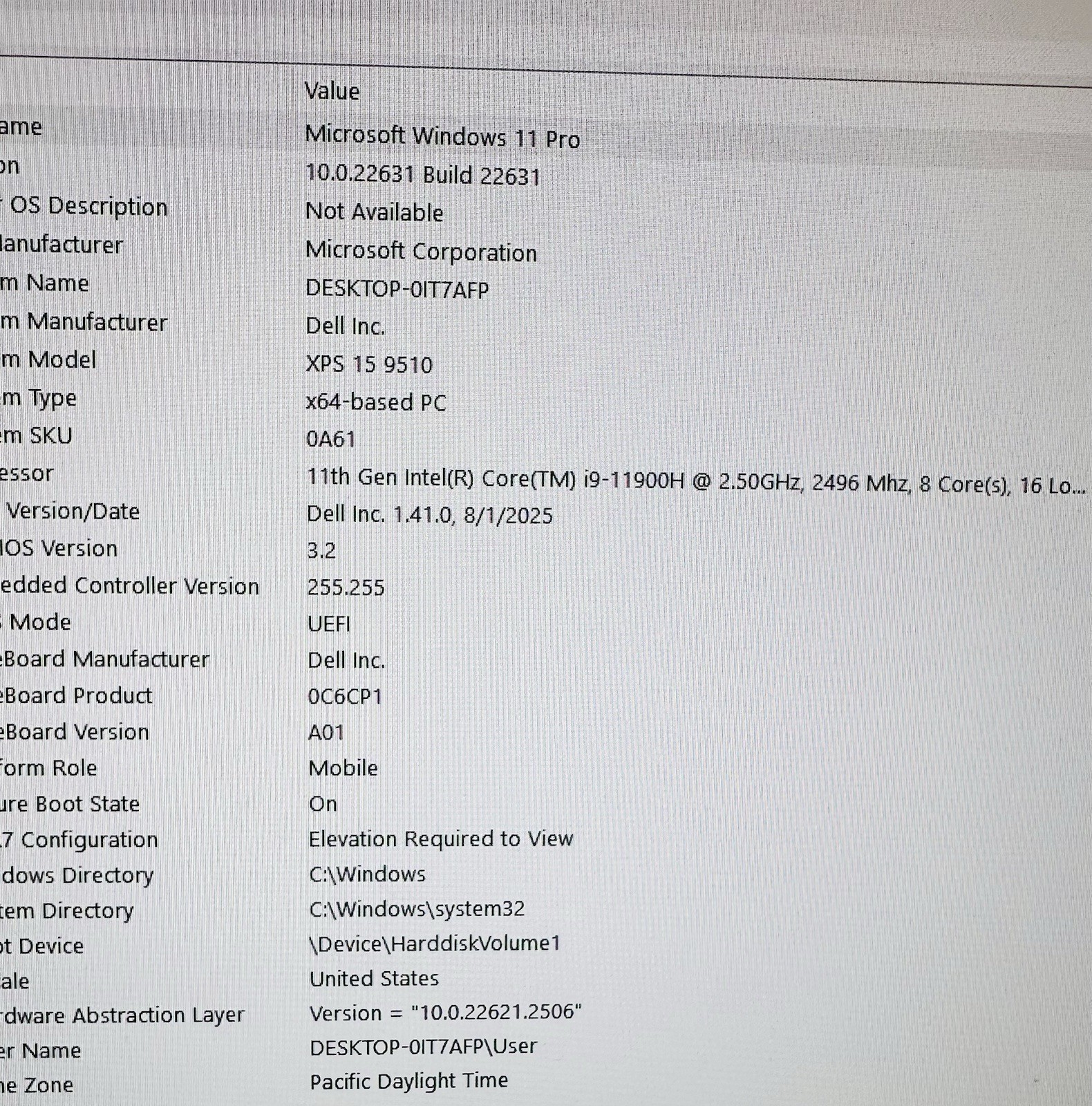 Dell XPS 15 9510 Core i9 11900H 2.4GHz 32GB RAM 512GB SSD
