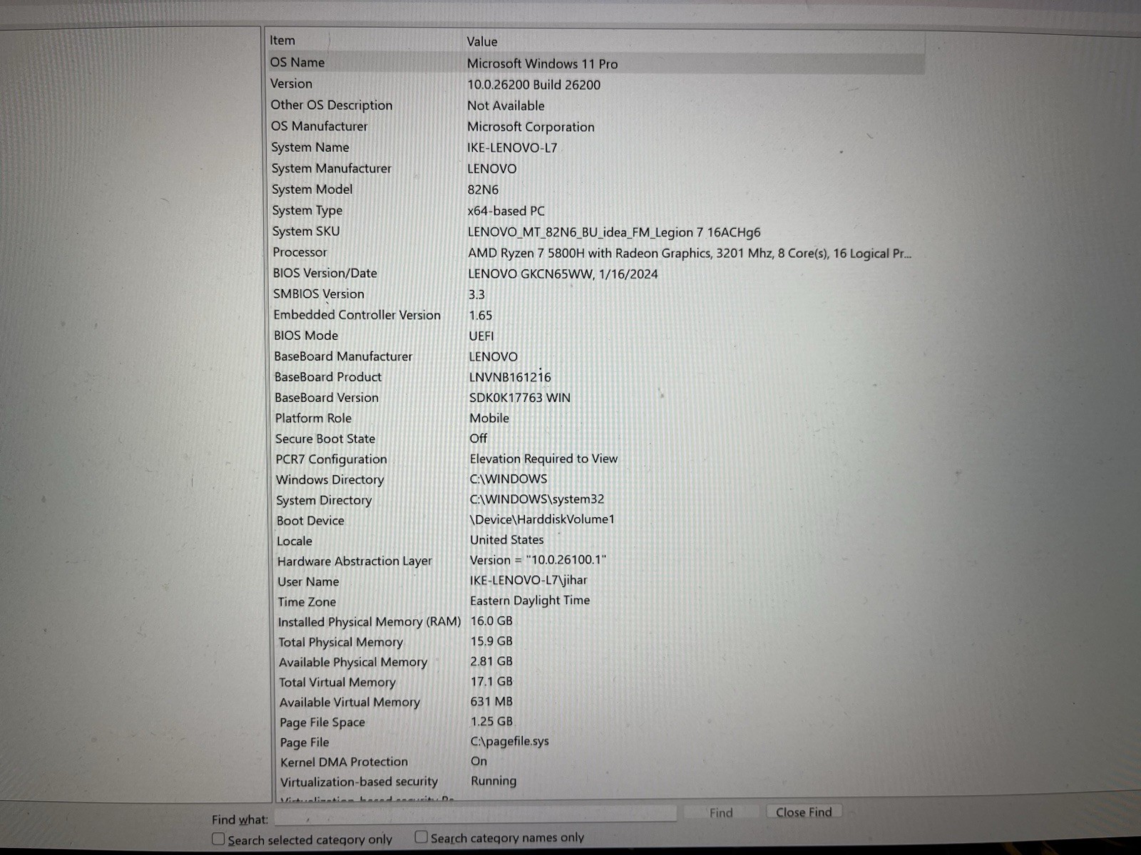 Lenovo Legion 7 16ACHg6 – AMD Ryzen 5800H 3.2 Ghz/ RTX3070 / 16GB Ram / 1 TB SSD