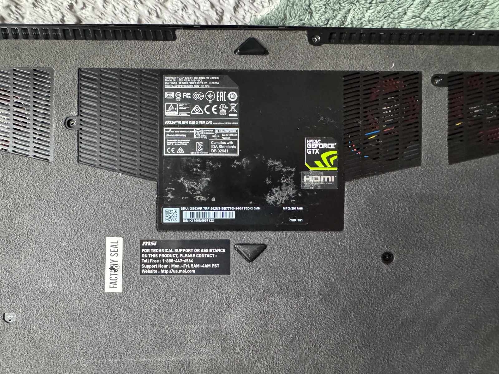 Msi gaming laptop NVIDIA GTX 1060