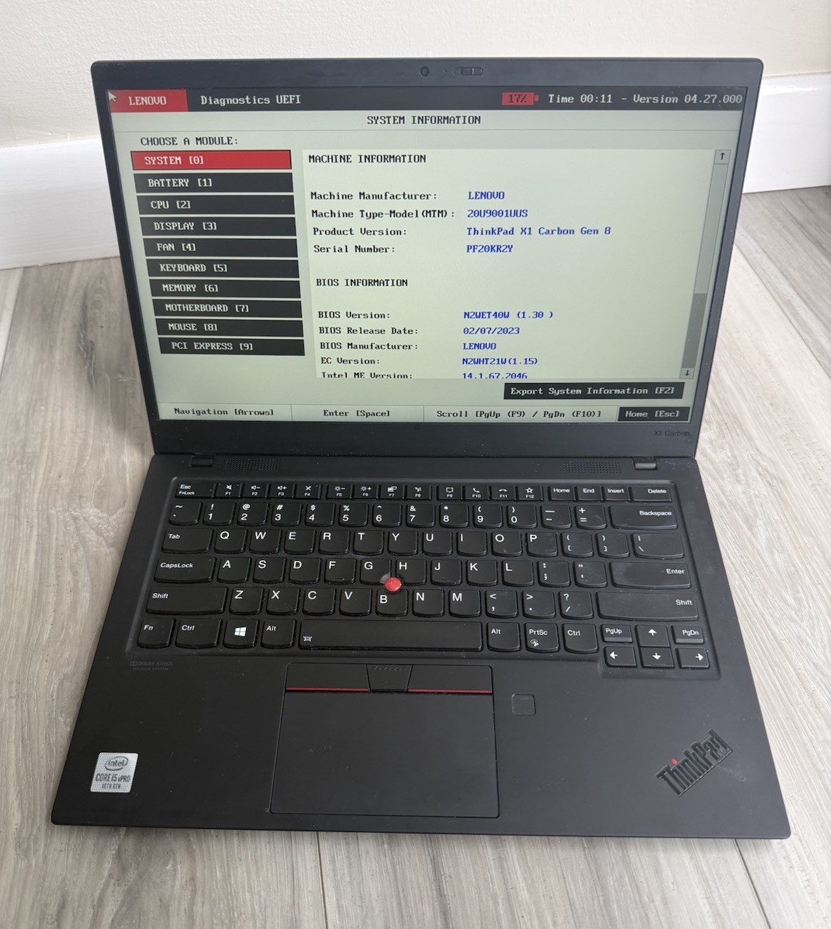 Lenovo ThinkPad X1 Carbon Gen 8 Intel i5-10310U 16GB RAM NO SSD NO OS