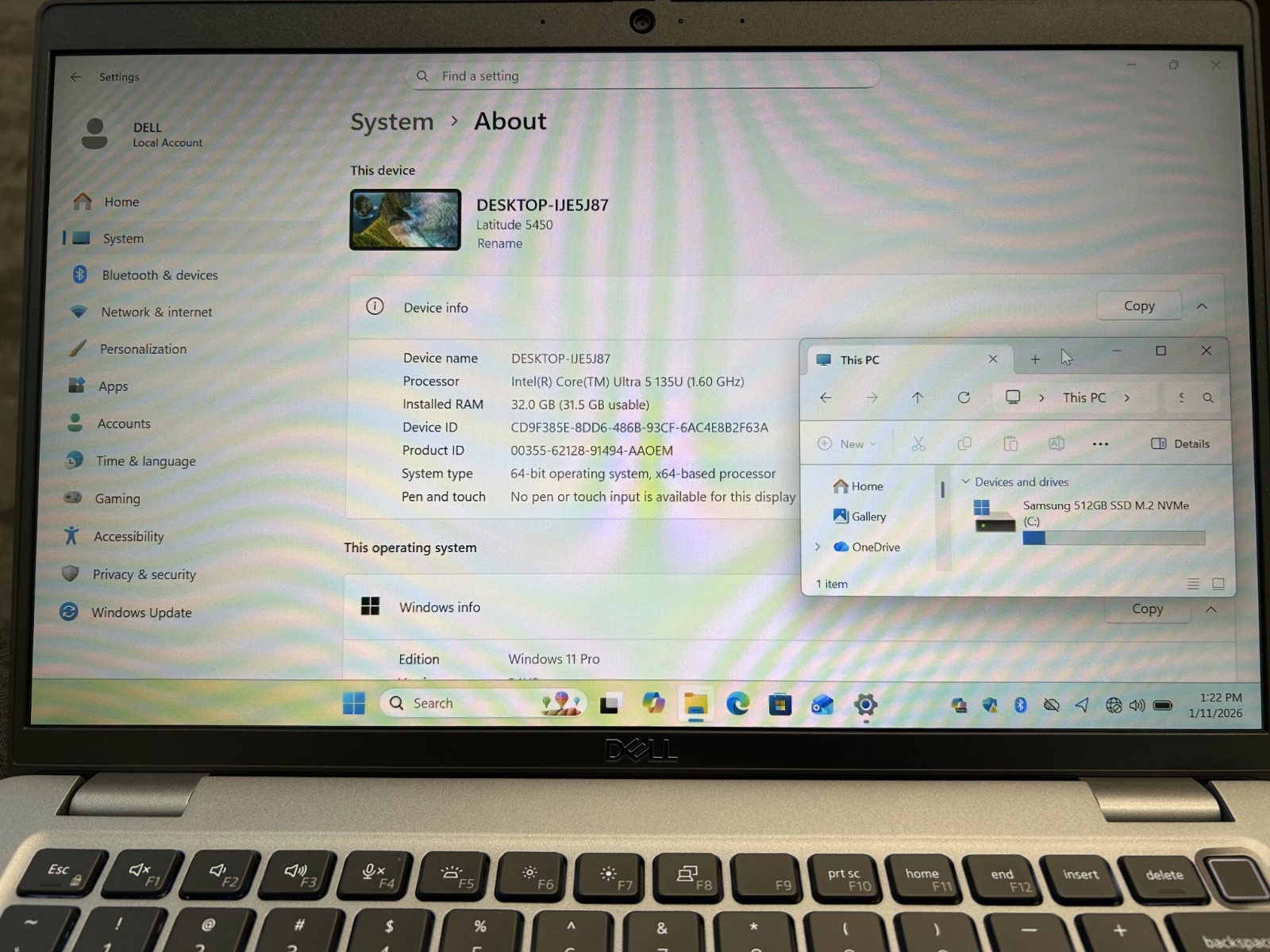 LAPTOP Dell Latitude 5450 14″ Ultra 5-135U 512GB SSD 32GB RAM Win 11 Pro