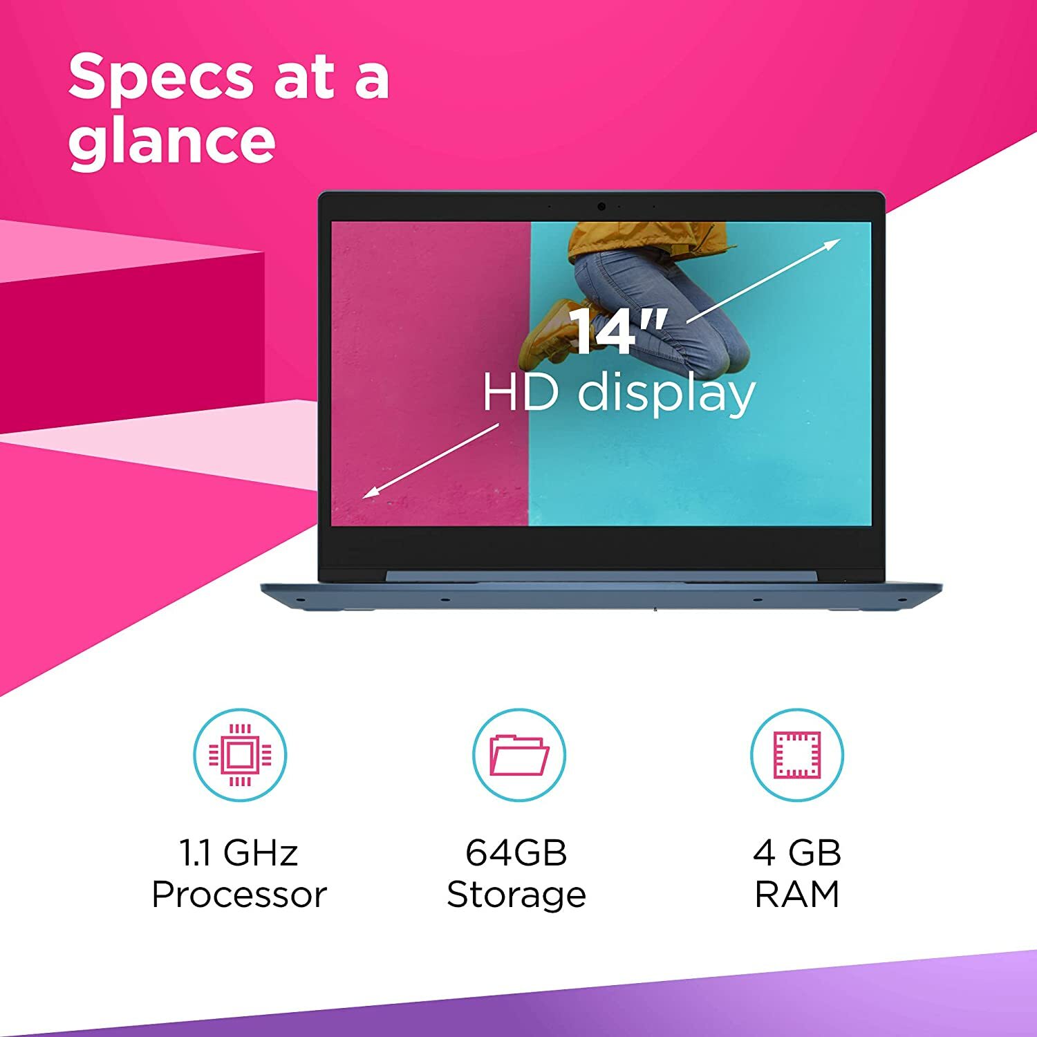 Laptop, 14.0″ HD (1366×768) Display, Intel Celeron N4020 Processor 4GB DDR4 RAM