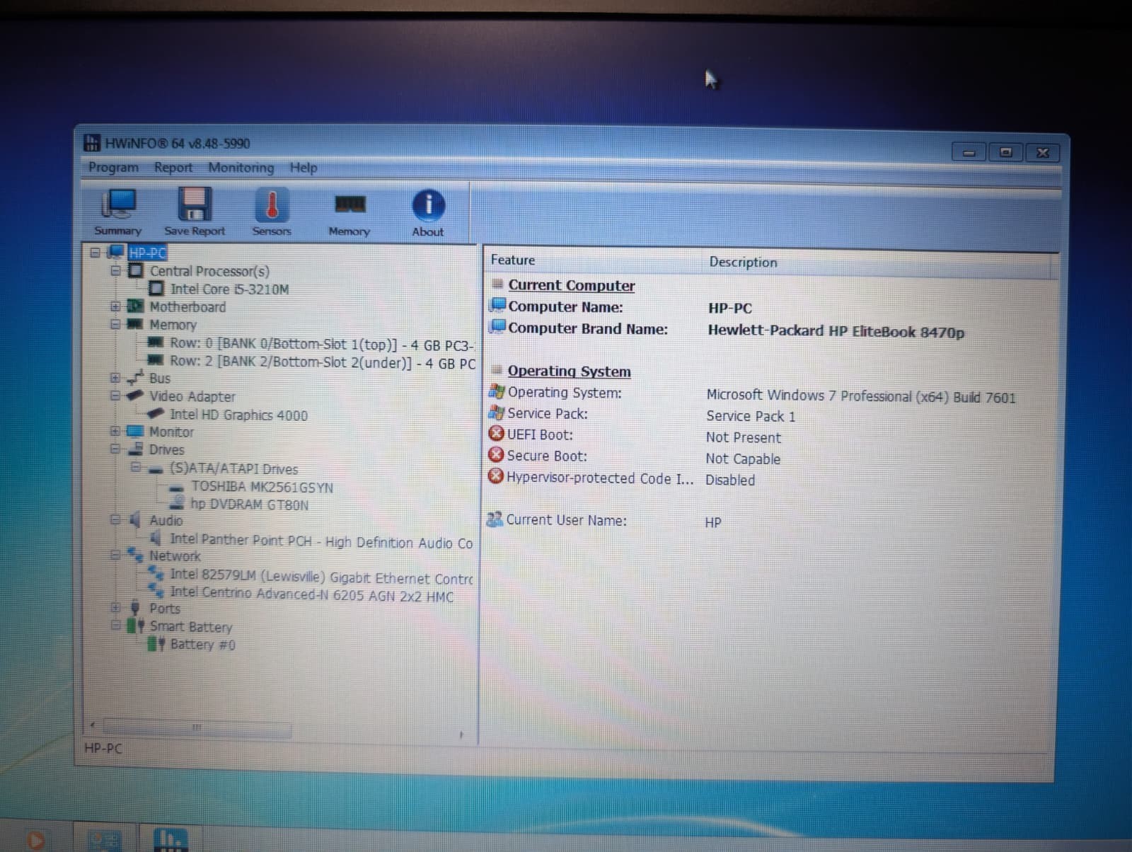 HP EliteBook 8470P | i5 3rd Gen 8GB RAM 250GB HDD | Windows 7 Pro DVD Drive