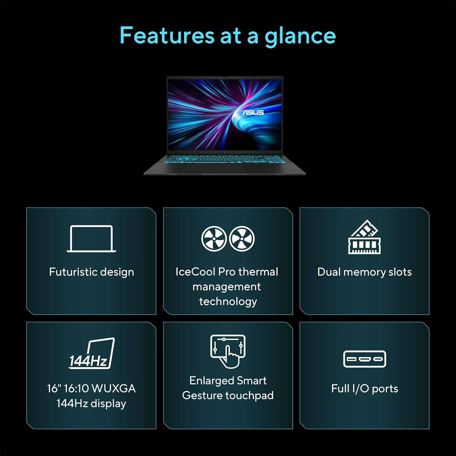 V16 Gaming Laptop, 16” WUXGA 144Hz Display, Intel Core 7 Processor 240H, NVIDIA