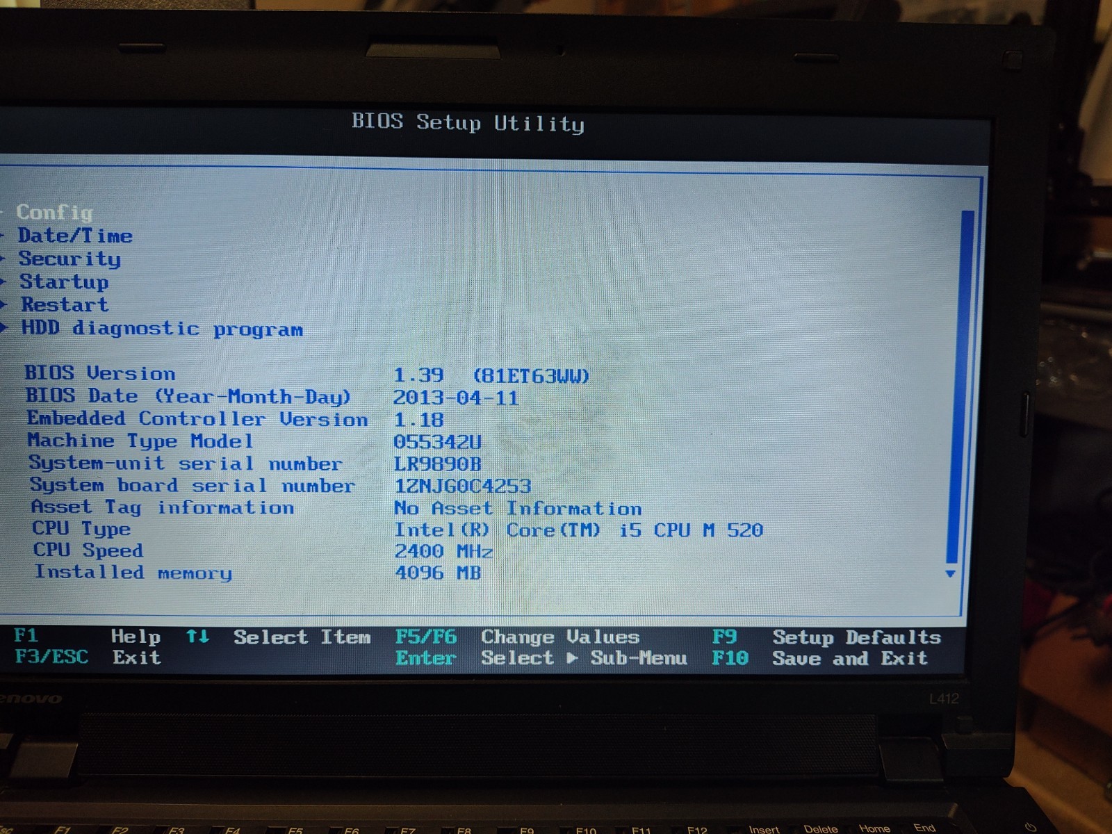 Lenovo ThinkPad L412 Laptop Computer Intel i5-M520 4 GB RAM