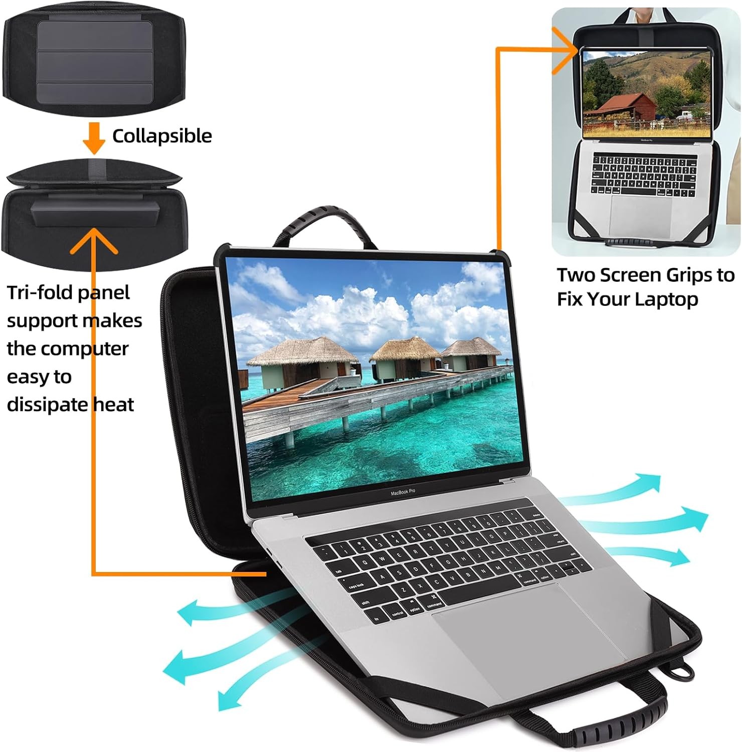 14.2-15.6 Inch Laptop Case Hard Shell, Protective Carrying Case with Stand