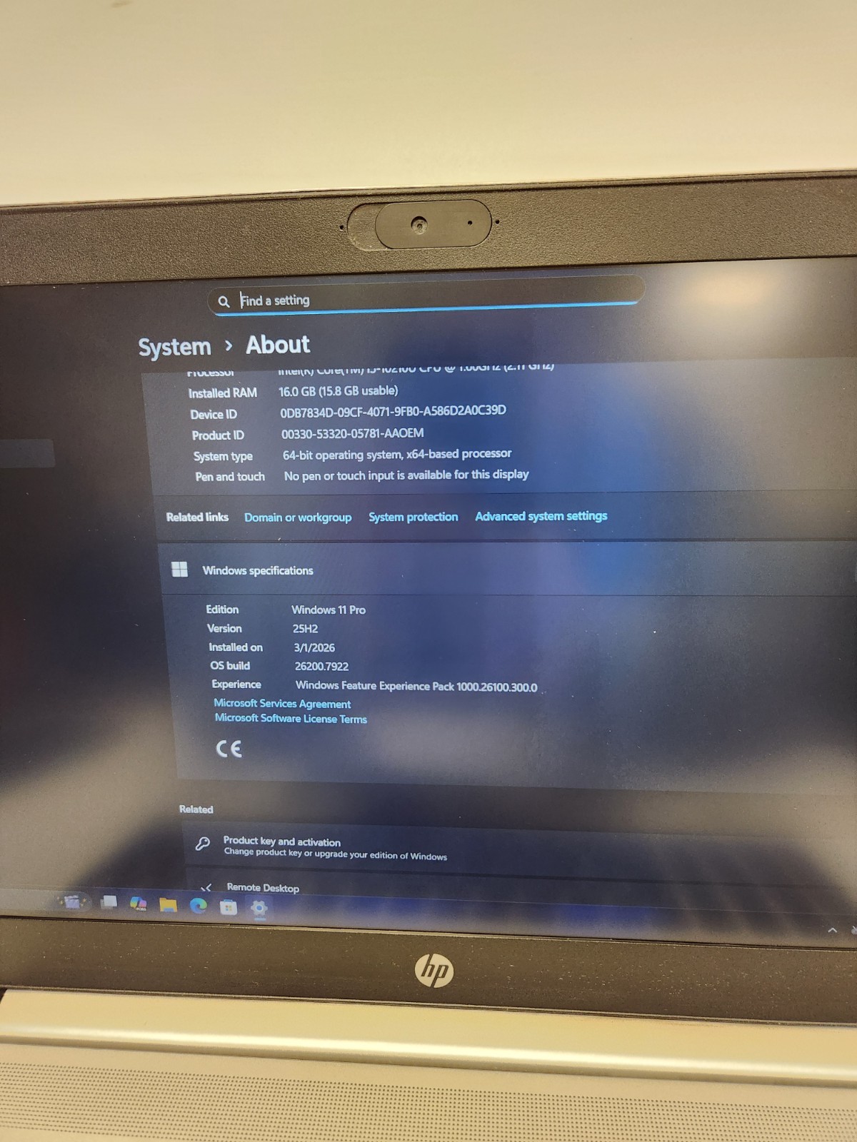 HP ProBook 450 G7 Core i5-10210U, 16GB RAM, 256GB SSD, Win11 Pro #0410