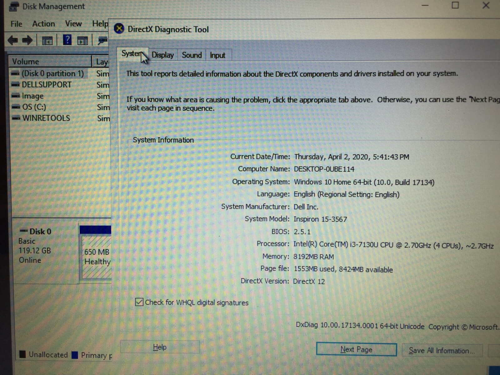 Dell inspiron i3567-3970BLK-PUS 15.6″ Touch Laptop/I3-7130U/8GBRAM/128GB SSD/W10