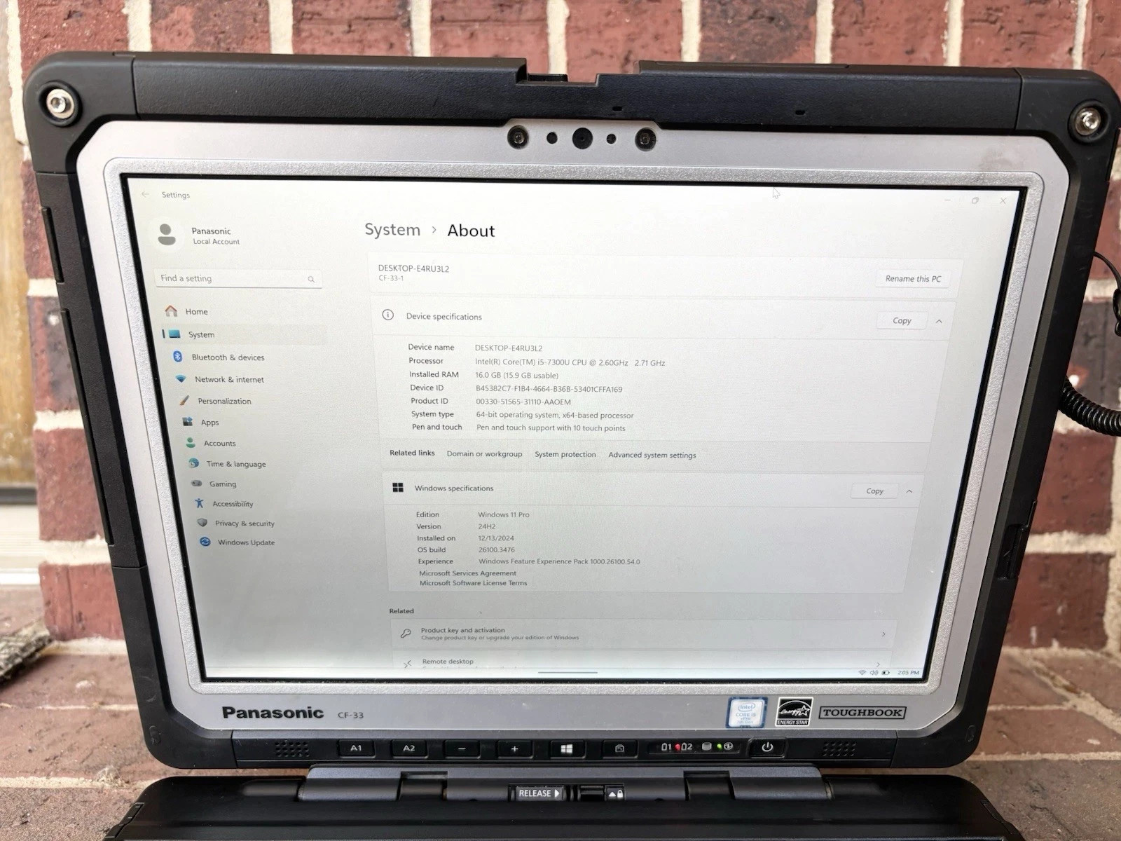 Panasonic Toughbook CF-33 12.1″ Slim 2.6GHz Core i5-7300U 16GB 512GB SSD Win 11