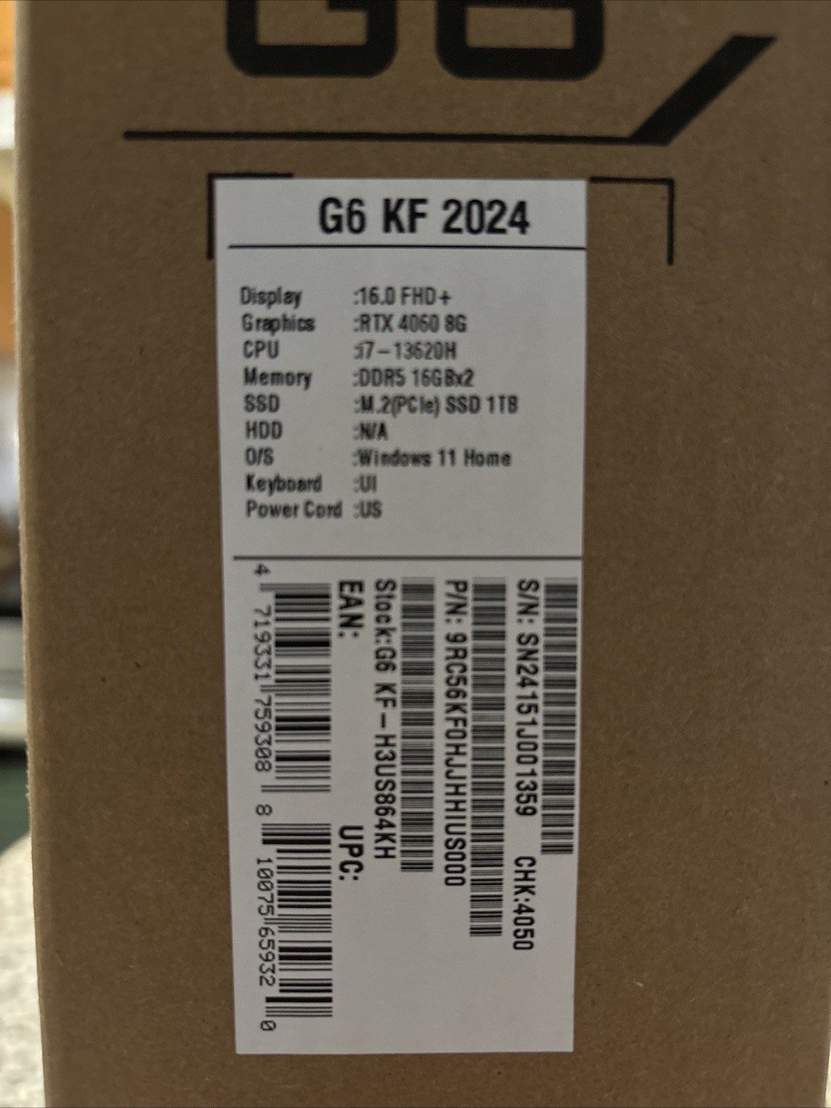 GIGABYTE G6 KF 2024 16in i7-13620H 16GB 1TB SSD RTX 4060 Win11H