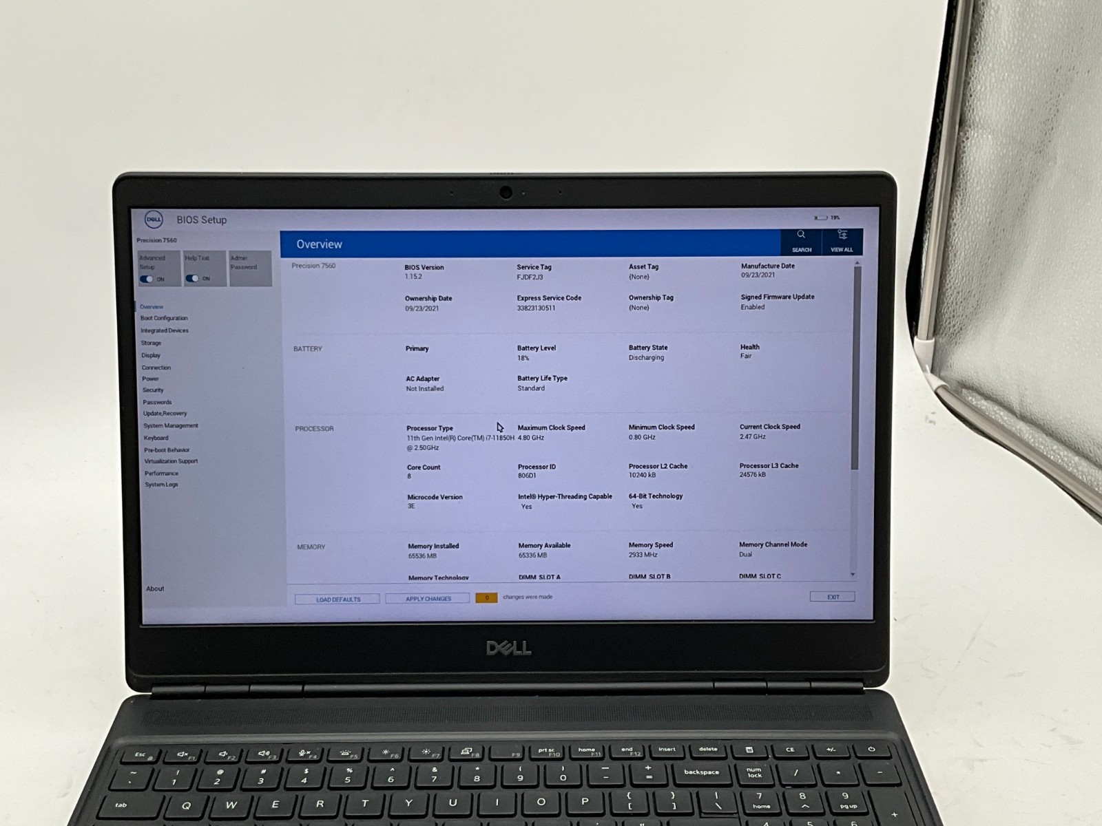 DELL Precision 7560 i7-11850H 2.50g 64GB 1tb T1200 15.6″ WIN11 Laptop FJDF2J3