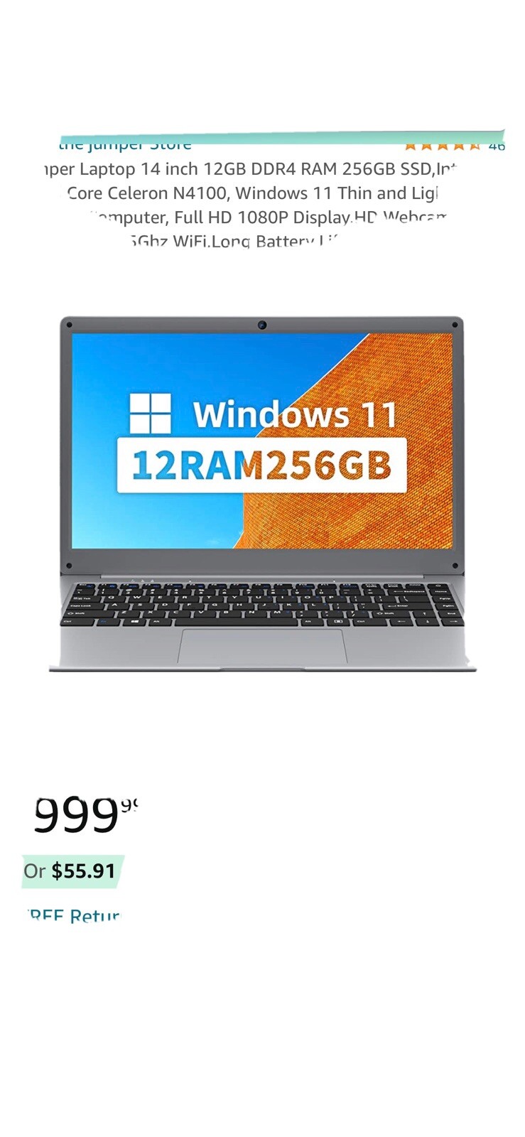 2 NEW Jumper Laptop s14 Inch Laptops 12GB RAM 256GB ROM SSD Windows 11 Home