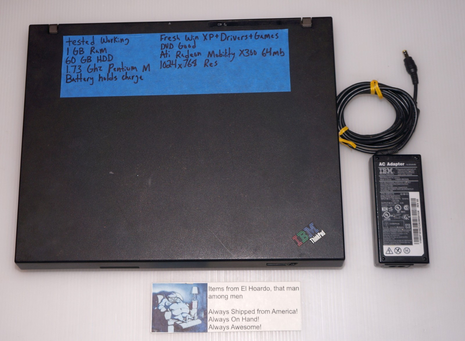 IBM Thinkpad R52 1GB Ram 60GB HDD 1.73 Ghz Pentium M Windows XP ATI Radeon X300