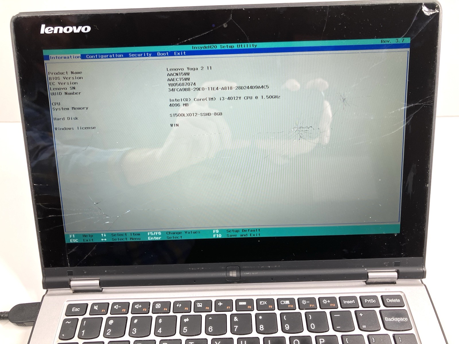 Lenovo Yoga 2 11 FOR PARTS/REPAIR Core i3 1.5 GHz 4GB RAM 500GB HDD