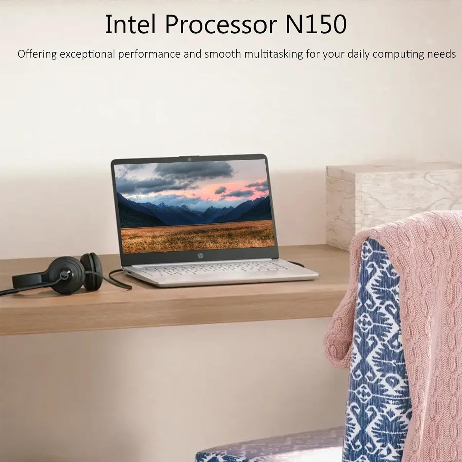 HP 14″ HD Laptop for Student , Intel Processor N150, 16GB RAM, 128GB UFS, Silver