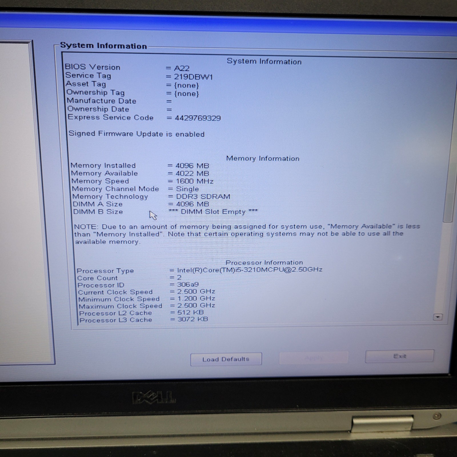 Dell Latitude E6530, Intel Core i5-3210M @2.50 GHz 4 GB RAM WINDOWS 11 + CHARGER
