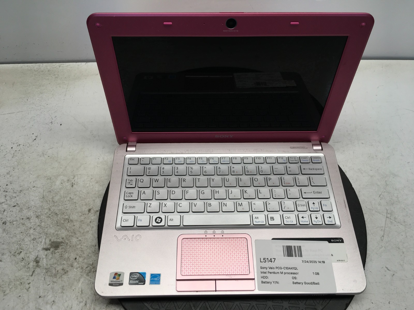 Sony Vaio PCG-21212L Intel Pentium M 1.5GHz 1 GB NO HDD