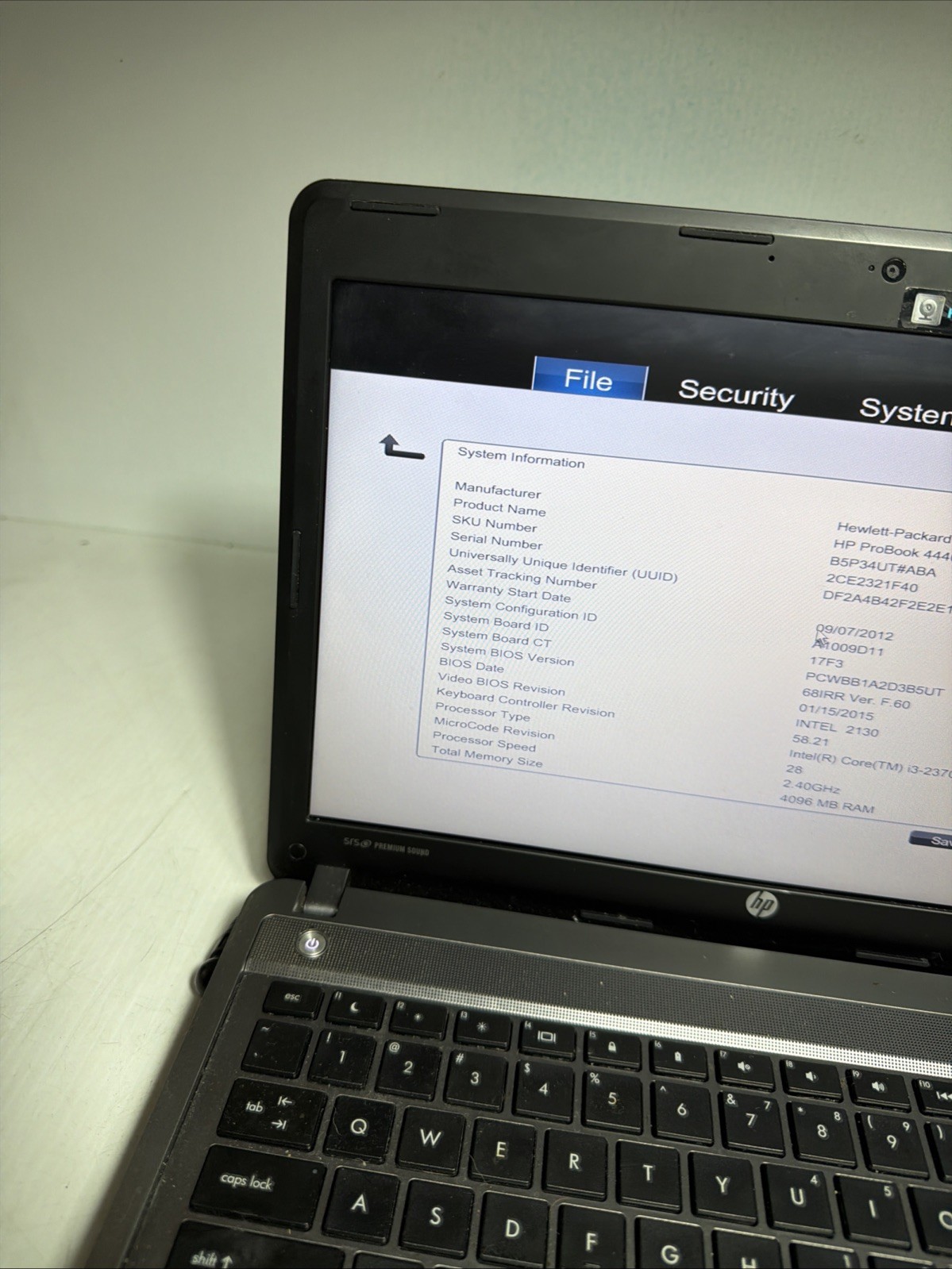 Hp Probook 4440S 14″ Laptop i3-2370m 4gb Ram No Drives Bios Password
