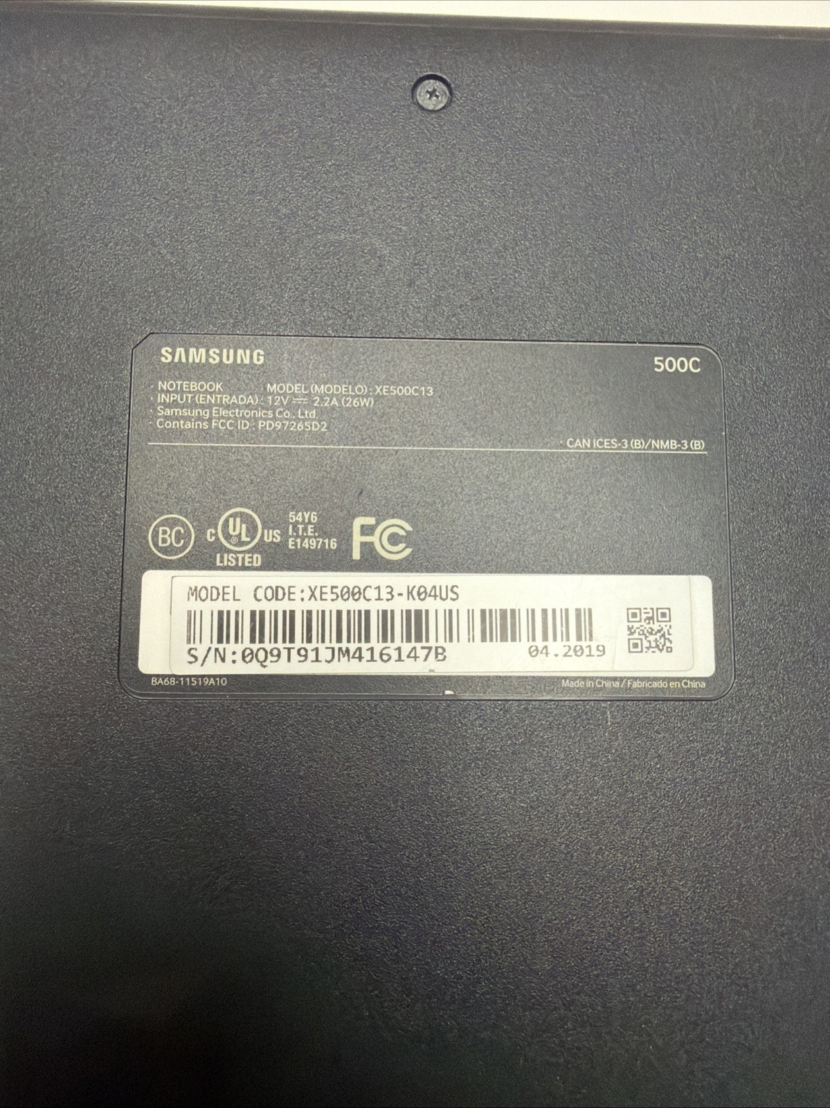Samsung Chromebook 3 XE500C13-K02US (w/ charger) READ DESCRIPTION