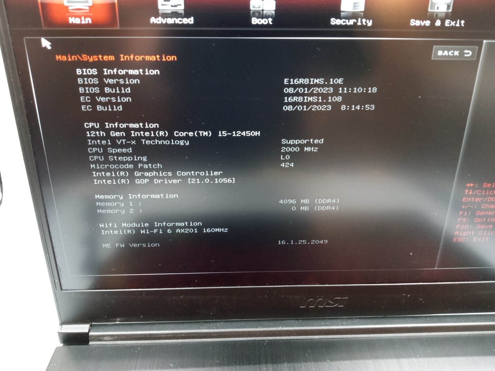 MSI Thin GF63 12UCX 15.6″ Intel i5-12450H Nvidia RTX 2050 – FOR PARTS – READ!