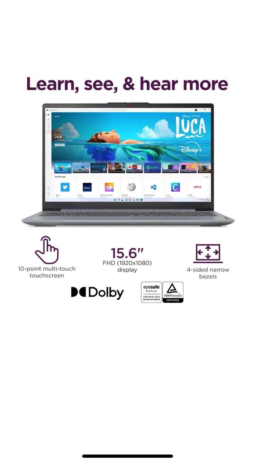 Lenovo IdeaPad Slim 3 15.6 5825U AMD Radeon 16GB 512GB 15.6″ LCD Touch FHD 3Cell