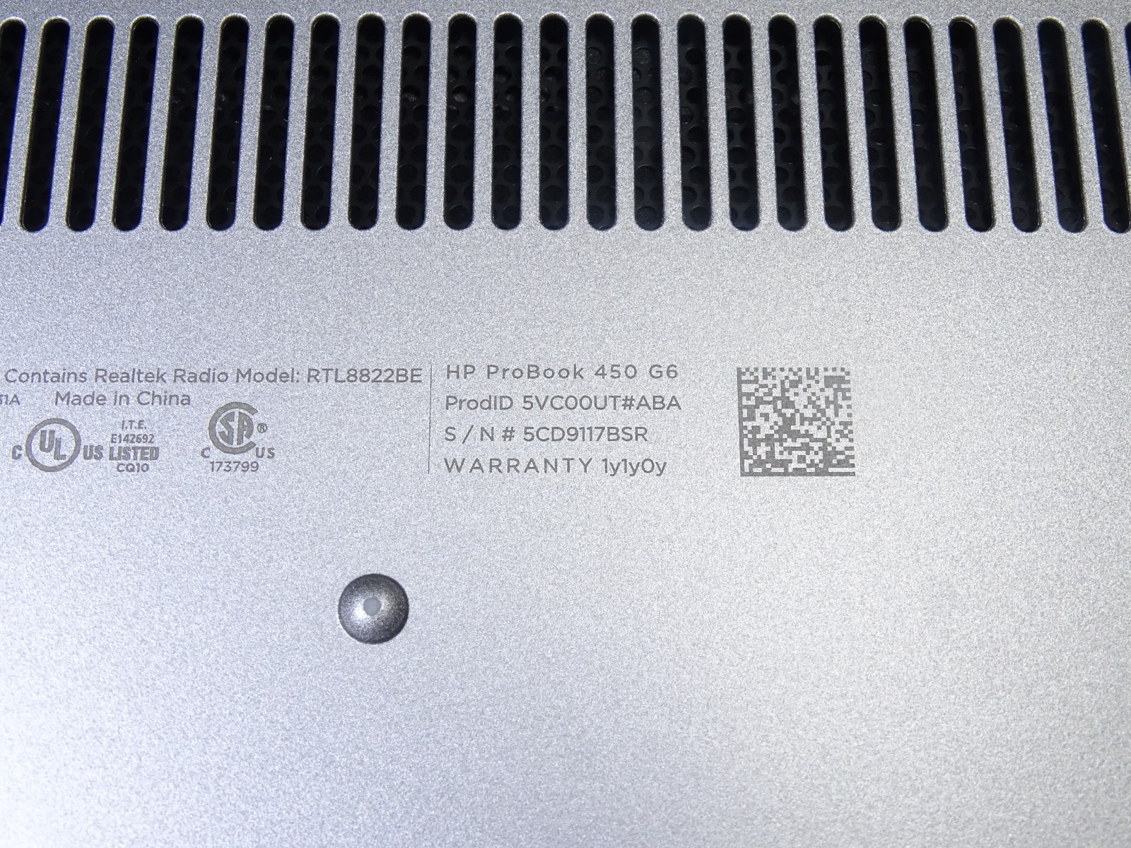 HP ProBook 450 G6, Inte Core i5-8265U CPU 1.60GHz- RAM 8 GB, 256GB NVMe- NO OS
