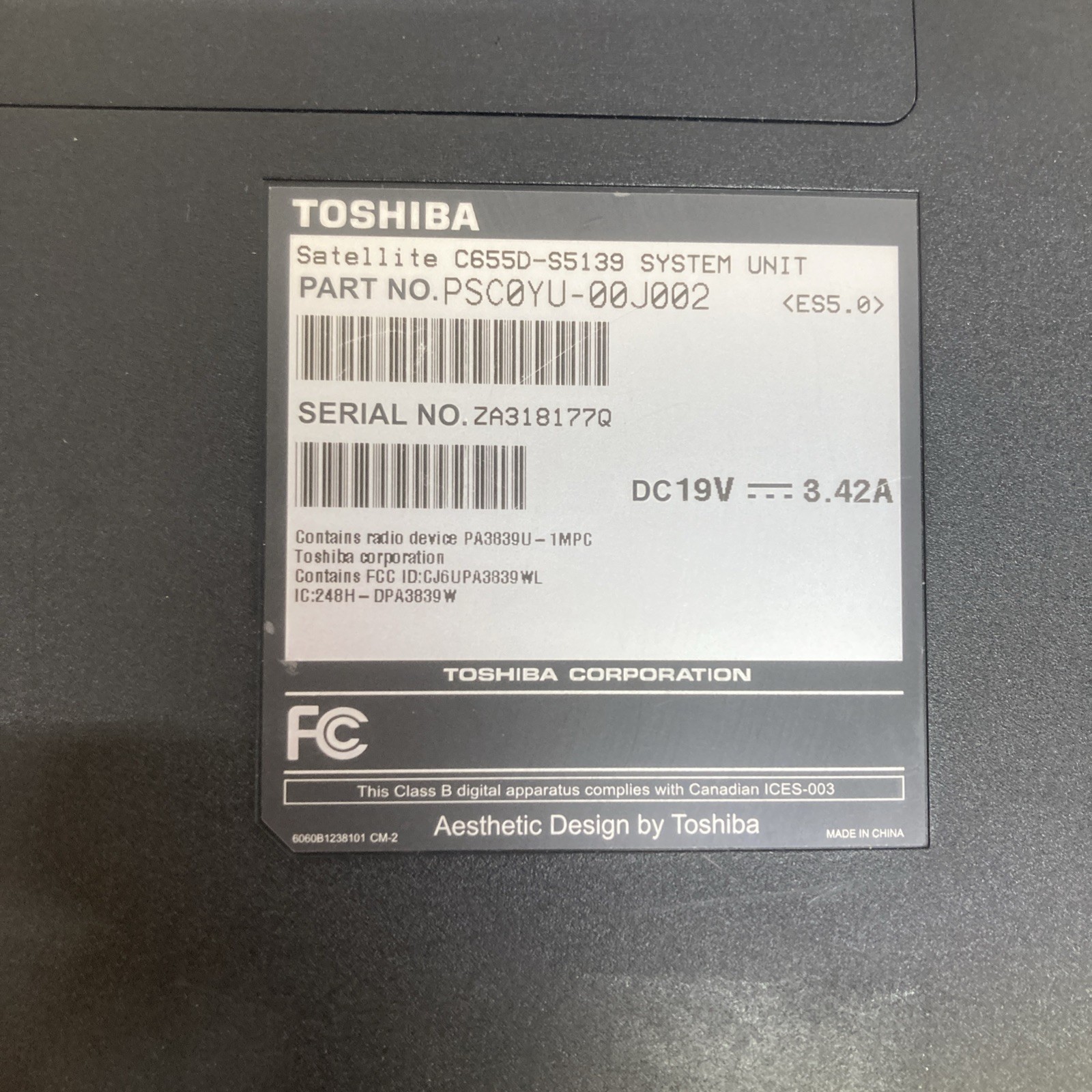 Toshiba Satellite C655D-S5139 AMD E-350 1.6GHz no RAM NO HDD Boot to BIOS
