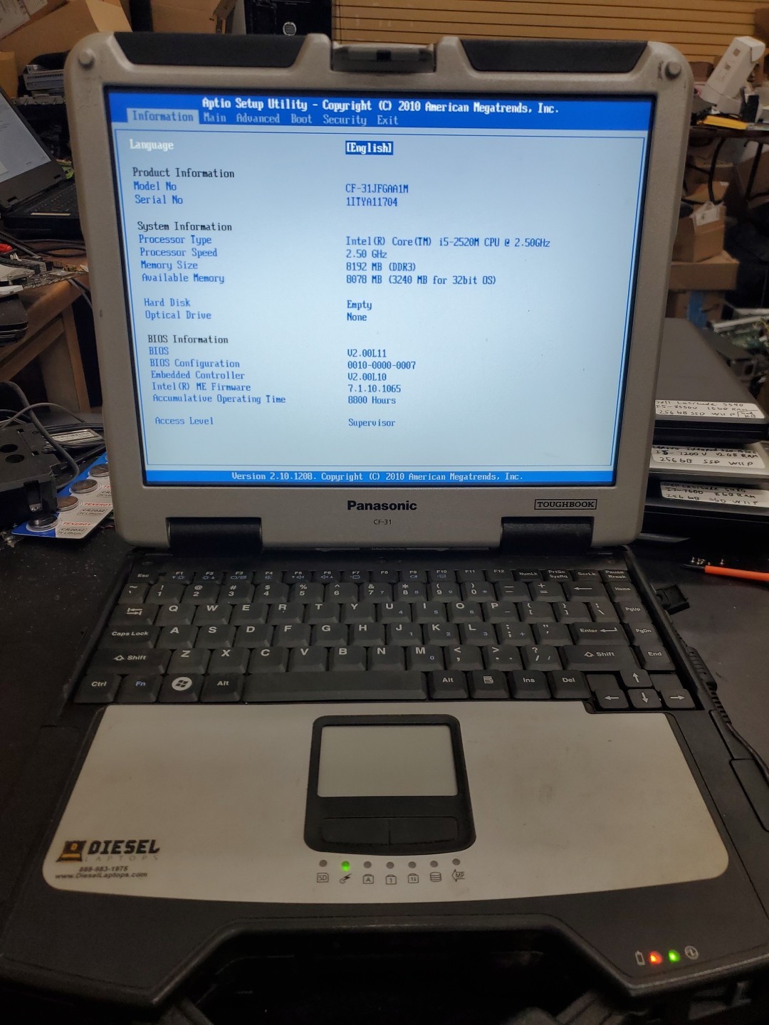 Panasonic Toughbook CF-31 MK-1 i5 520M @ 2.40GHz 8GB 8800HRS Diesel