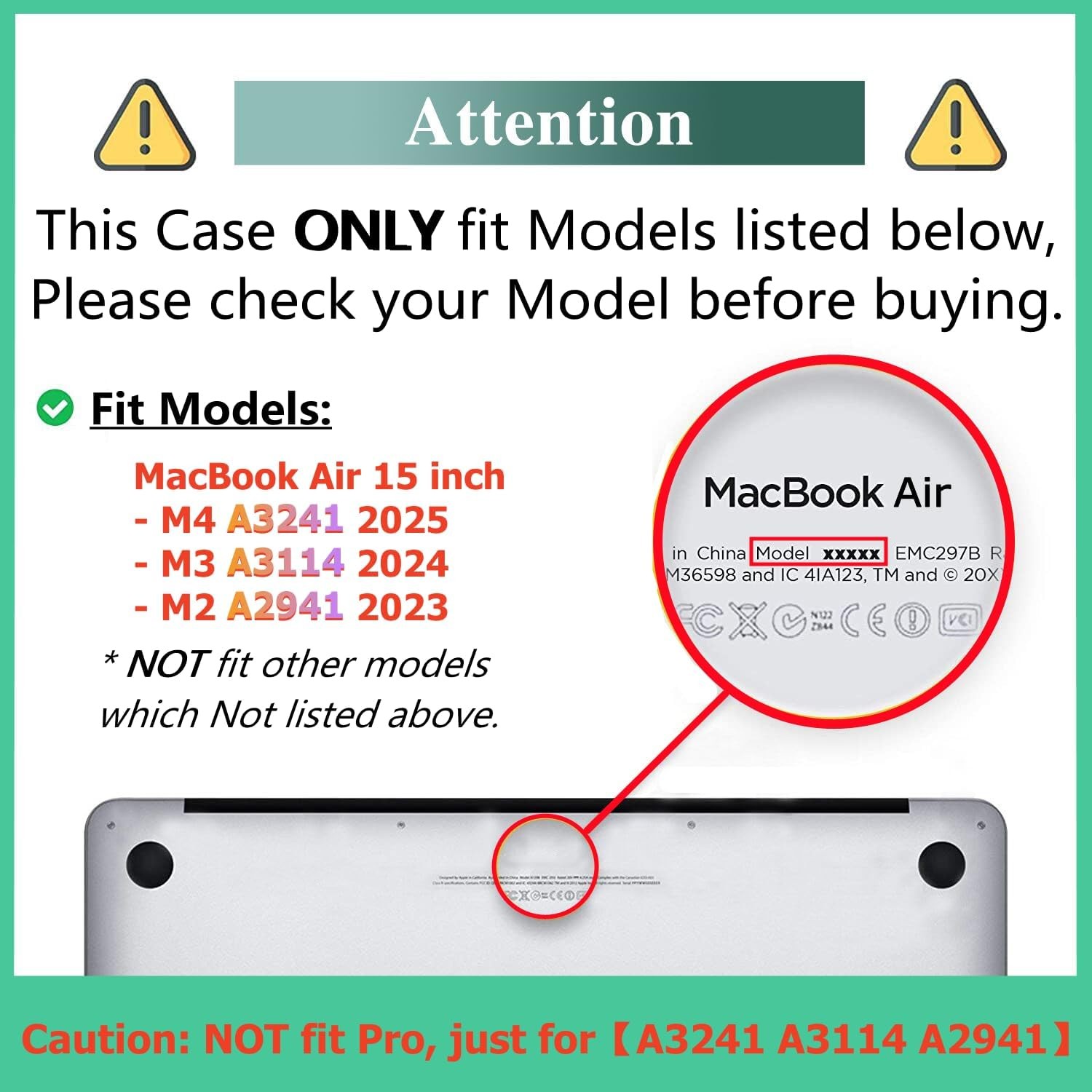 MacBook Air 15 inch Case 2026 2025-2023 M5 M4 M3 M2 A3448 A3241 A3114 A2941 Gree