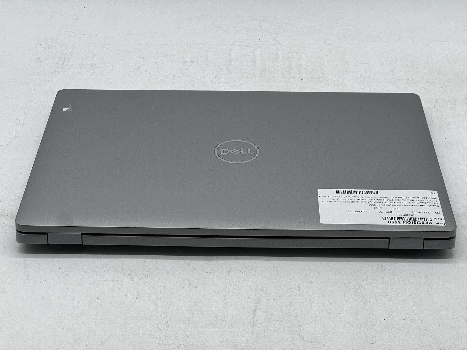 Dell Precision 3550, i7-10510U CPU, @1.80GHz, 16GB RAM, 256GB NVMe-No OS/Charger