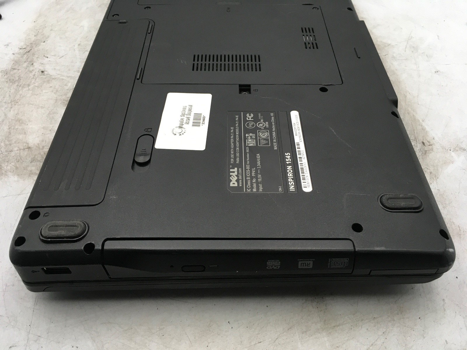 DELL INSPIRON 1545 – BOOTS TO BIOS – INTEL DUAL CORE – 2GB RAM – READ DESCRIP-BB