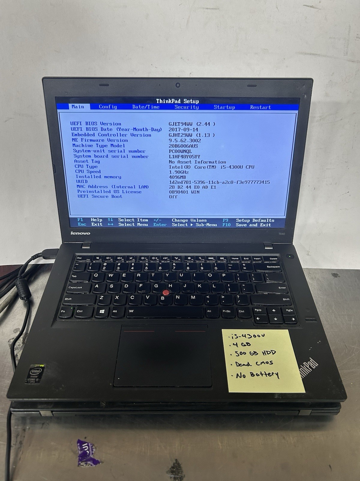 Lot of 3 Lenovo ThinkPad T440/T450 No Battery No AC 5-20-1