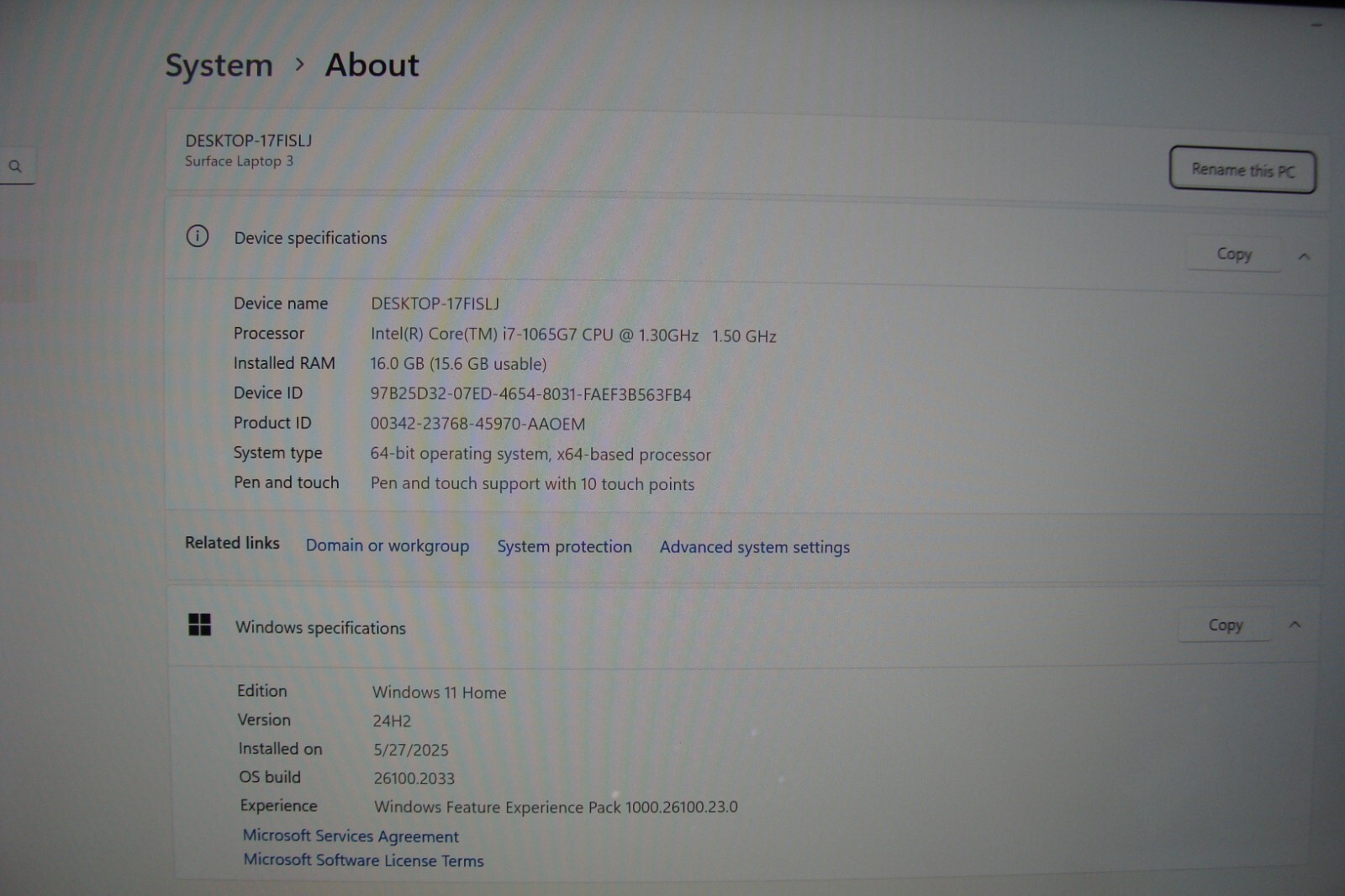 MS Surface Laptop 3 1867:1868 13.5″ TOUCH i7-1065G7 1.3Gh 16GB 256GB +Charger
