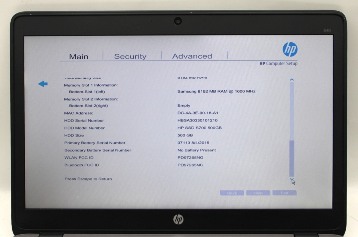 HP EliteBook 840 i5-5200U@2.2GHz 8GB DDR3 NO STORAGE OR OS *USED/TESTED*