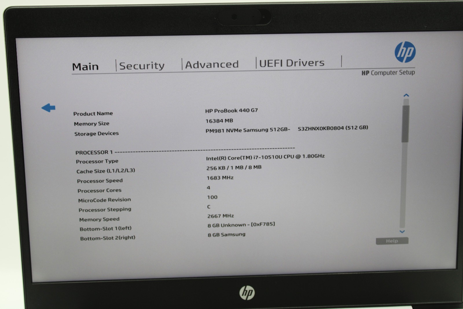 HP ProBook 440 G7 i7-10510U @ 1.8 GHz 16GB RAM 512GB SSD W11P