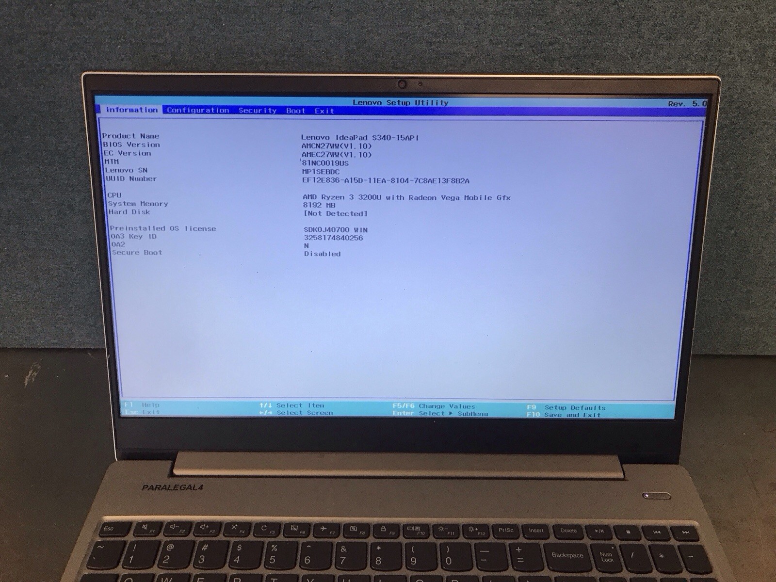 AS IS Boots to Bios Lenovo IdeaPad S340-15API Ryzen 3 3200U 6GB Ram “READ”