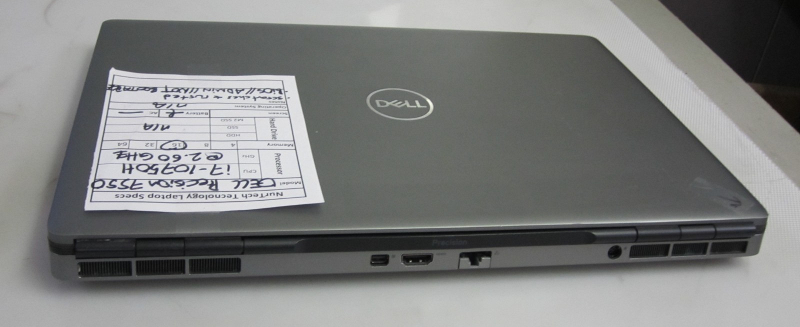DELL PRECISION 7550 i7-10750H 2.60GHz 16GB Laptop NO AC/OS/HDD BIOS