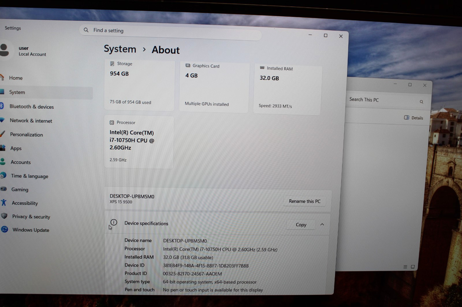 Dell XPS 15 9500 15.6″ Core i7-10750H 32GB 1TB SSD GTX 1650 Ti Win 11 Laptop