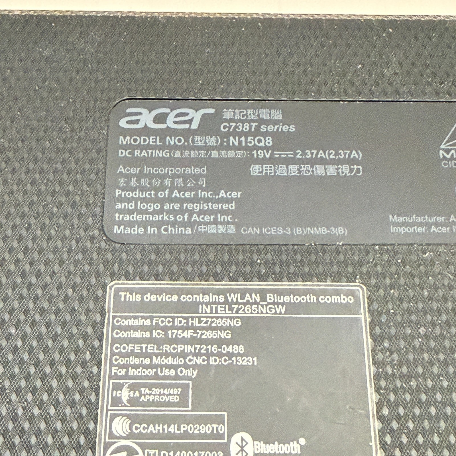 Acer Chromebook N15Q8 Laptop for Parts Repair Touchpad Damaged No Charger AS IS