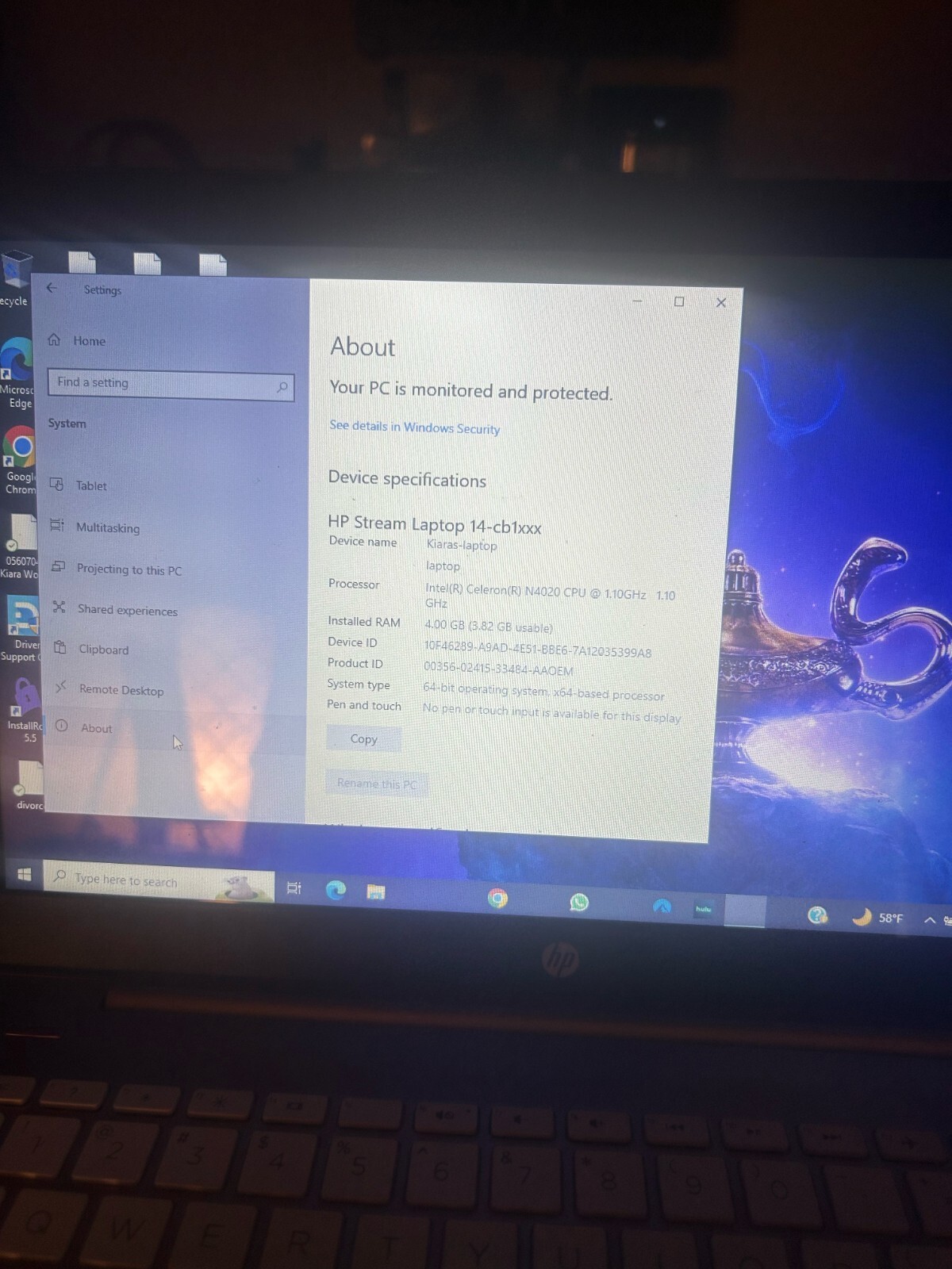 HP 14-CB172WM Stream 14″ (64GB SSD, Intel Celeron N4000, 1.10GHz, 4GB RAM, Intel