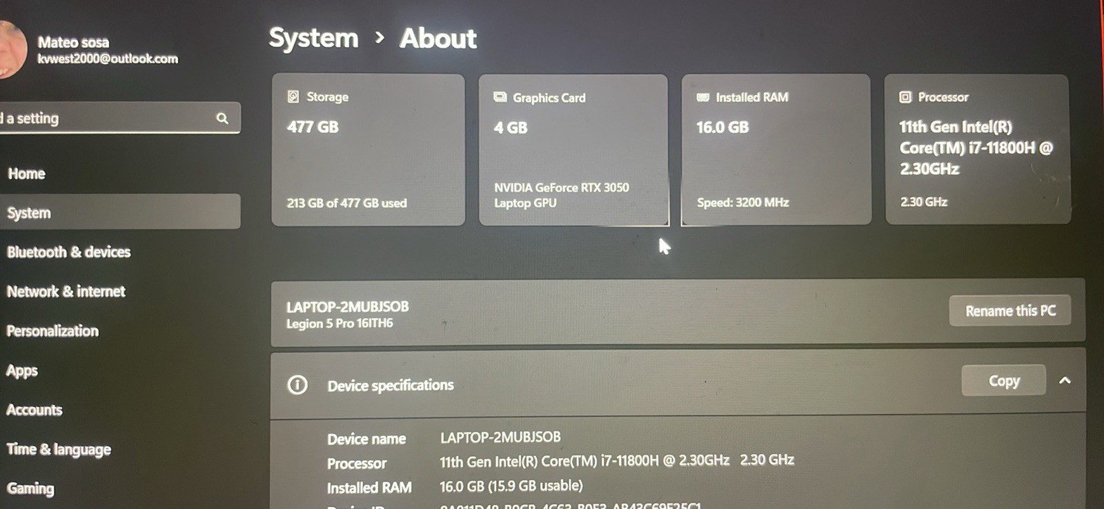 lenovo legion pro 5 gaming laptop