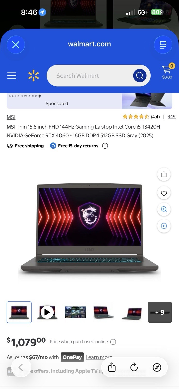MSI Thin 15 B13VF 15.6″ i5-13420H 32GB 512GB SSD RTX 4060 W11H