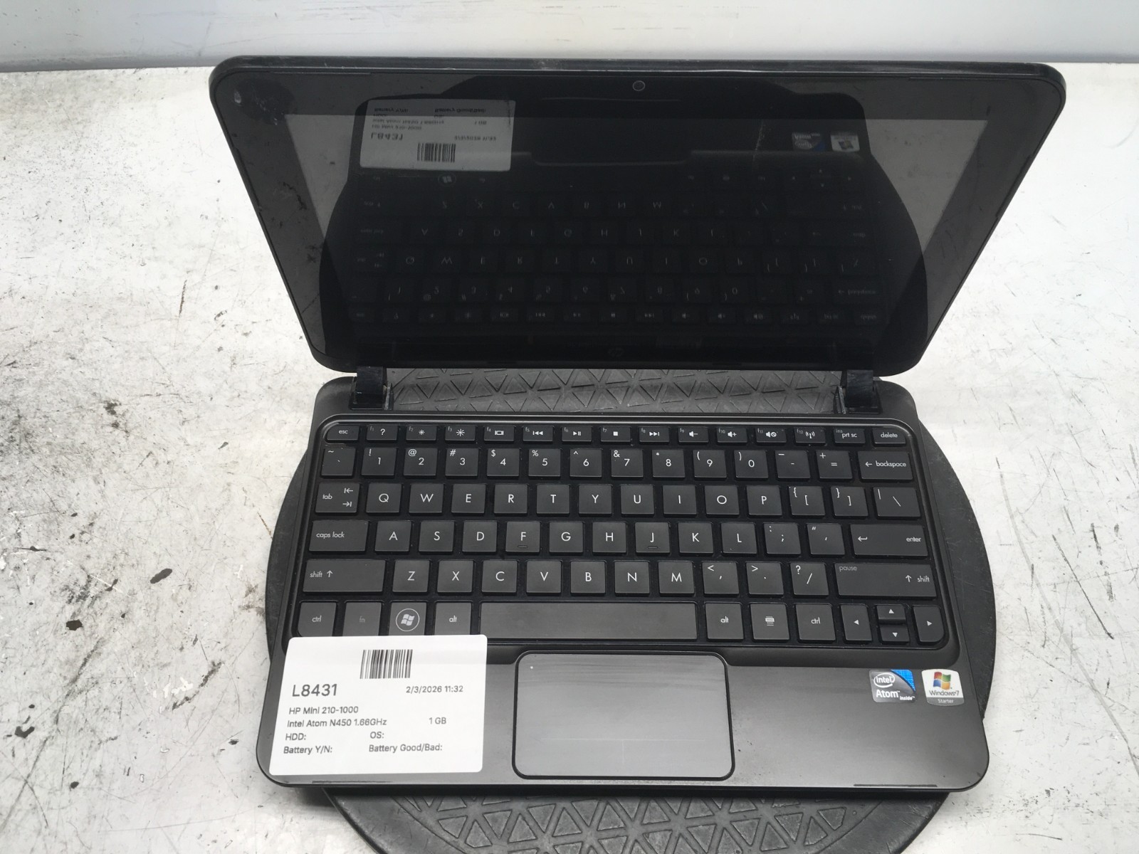 HP Mini 210-1000 Intel Atom N450 1.66GHz 1 GB NO HDD